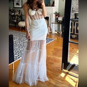 Savannah White Corset Maxi Dress